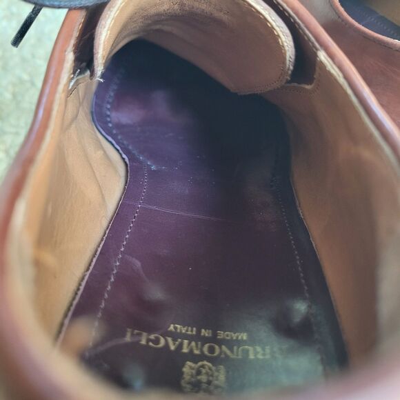 Bruno Magli Italian Made Brown Leather Lace Up Loafers Men's Size 11.5 - Picture 13 of 16